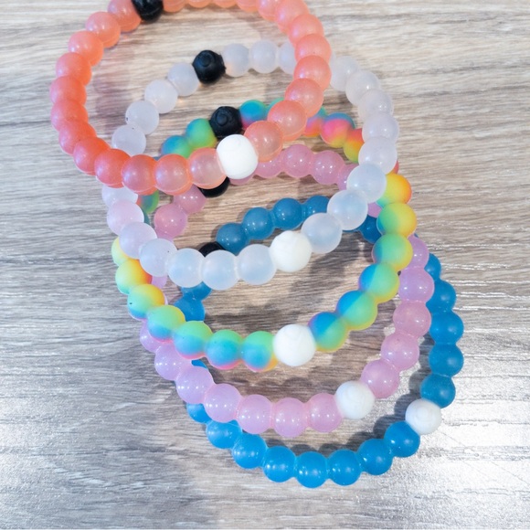 Lokai Silicone Beaded Bracelet Bubble Bead Stack of Five Multicolor - Picture 6 of 6